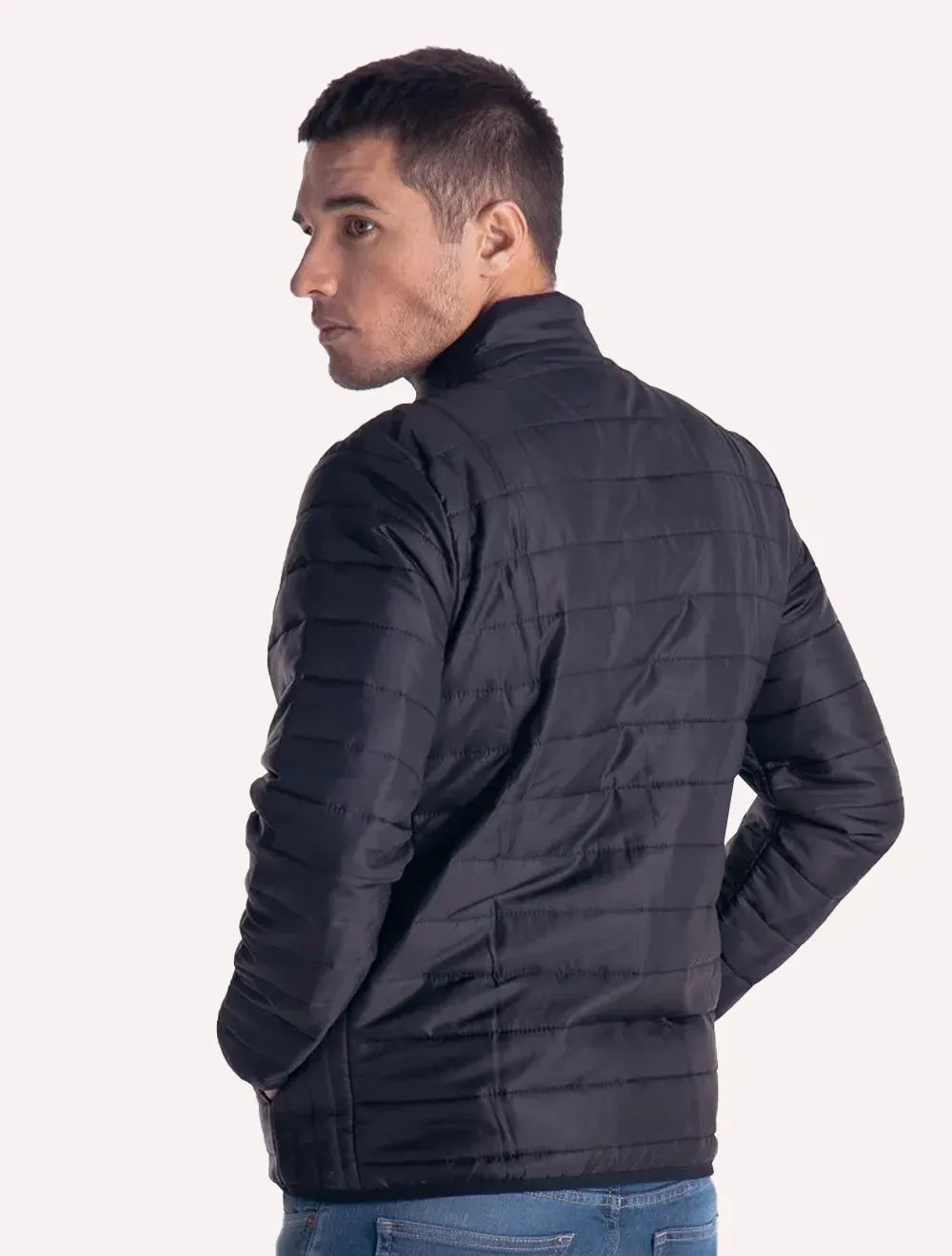 Jaqueta King & Joe Masculina Nylon Puffer Gola Preta