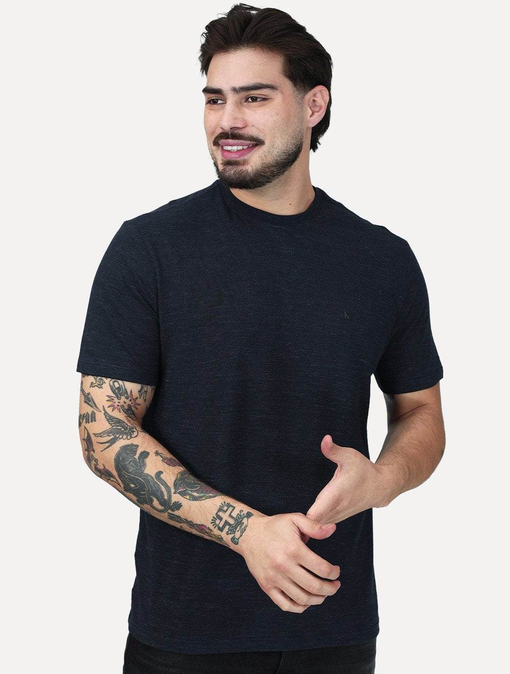 Camiseta Calvin Klein Jeans Masculina Piquet Núvola Azul Marinho
