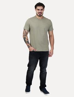 Camiseta Aramis Masculina Basic Lisa Mono Icon Cáqui Médio