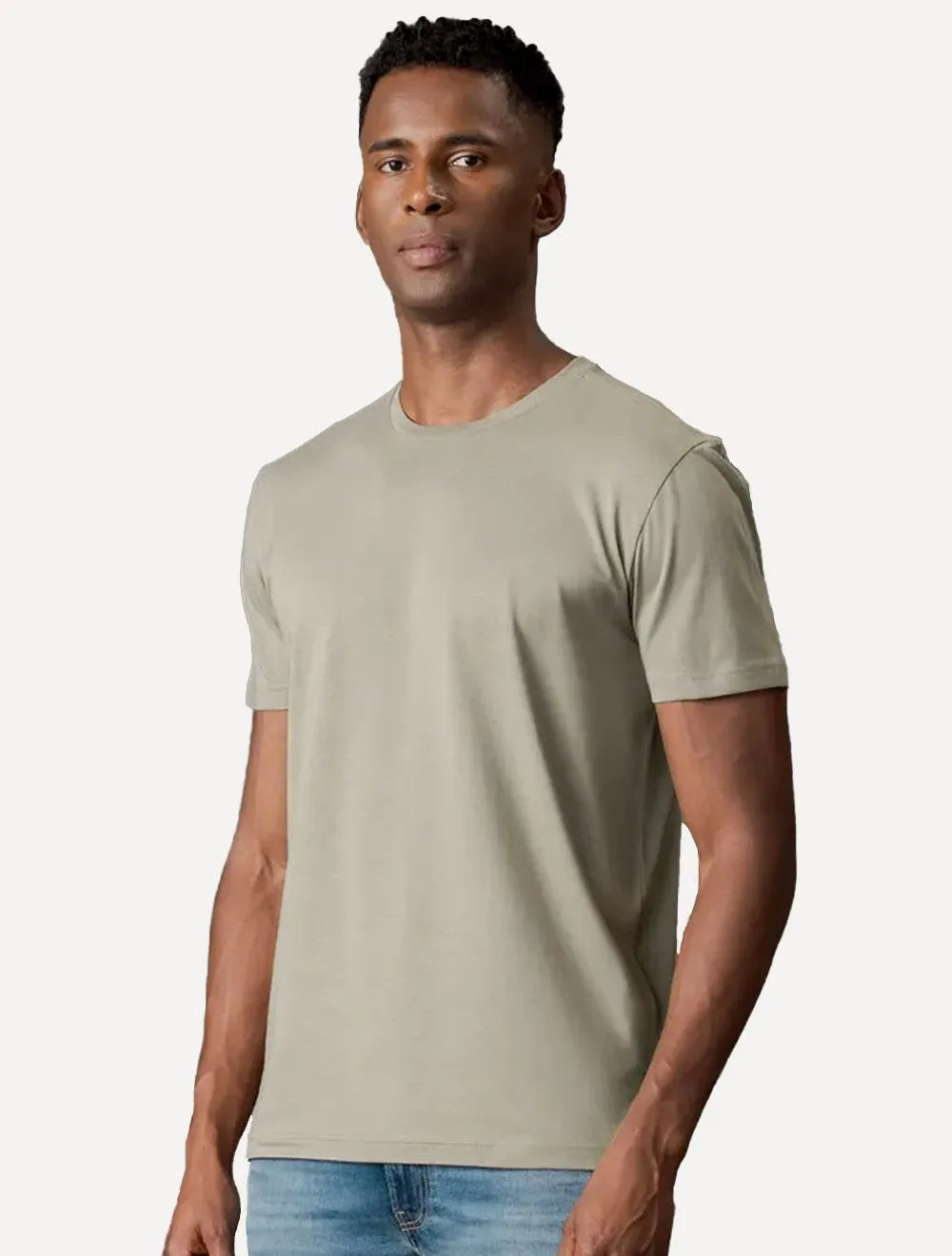 Camiseta Calvin Klein Jeans Masculina Crewneck Essentials Cáqui Médio