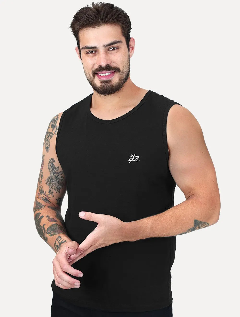 Regata King & Joe Masculina Logomania Malha Signature Preta