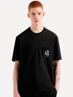 Camiseta Armani Exchange Masculina Regular Fit Pocket AX Logo Preta