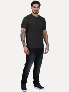 Camiseta King & Joe Masculina Slim Textura Tricot Chumbo