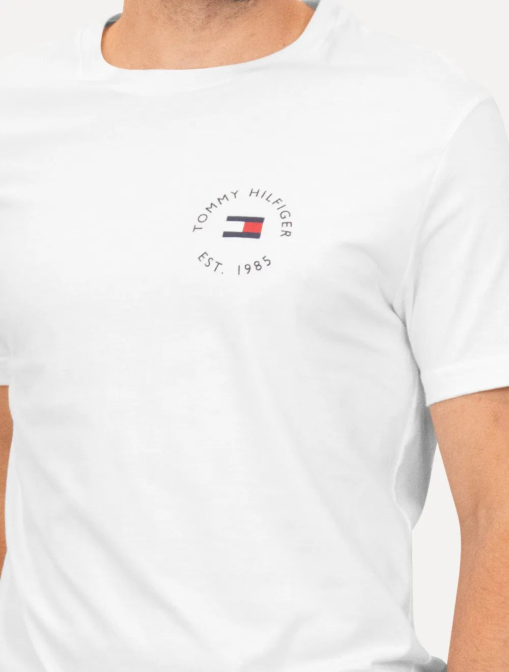 Camiseta Tommy Hilfiger Masculina Roundle Logo Chest Branca