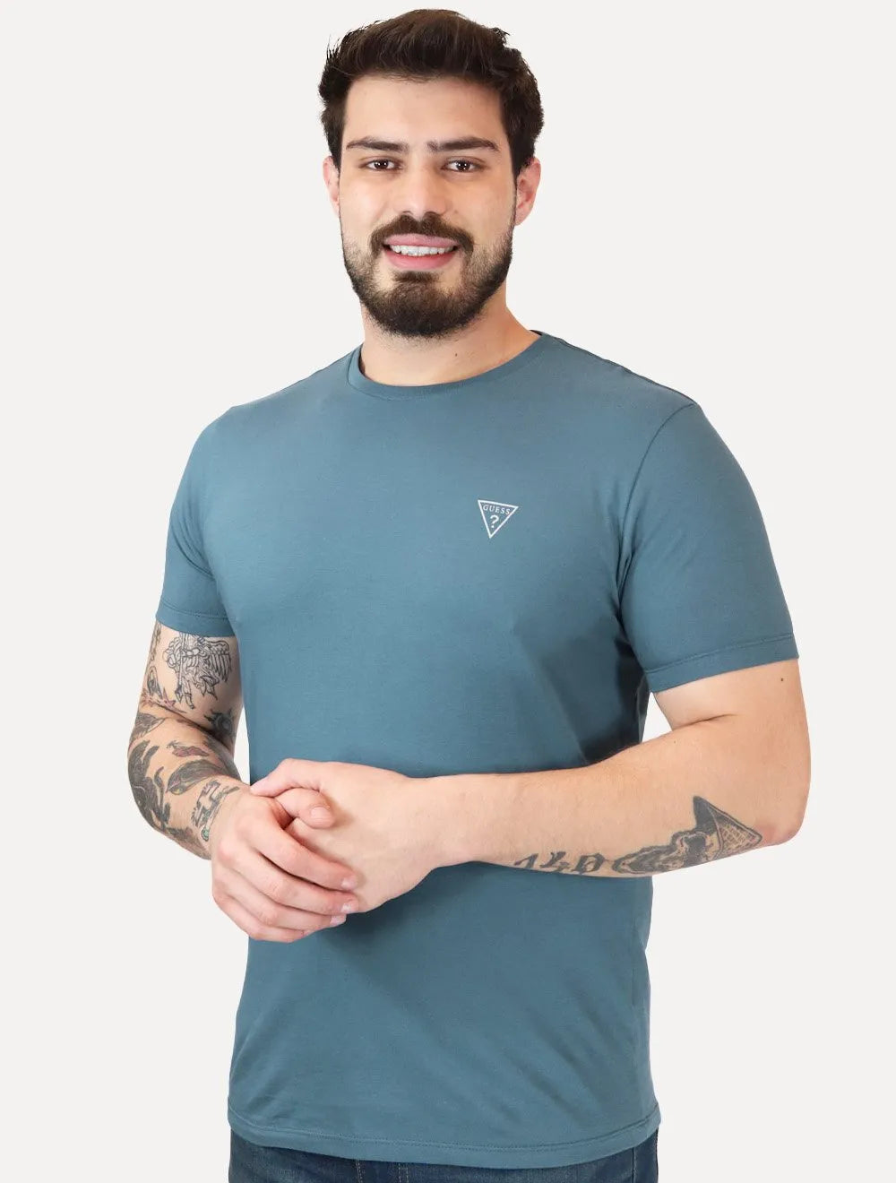 Camiseta Guess Masculina Light Icon Azul Turquesa