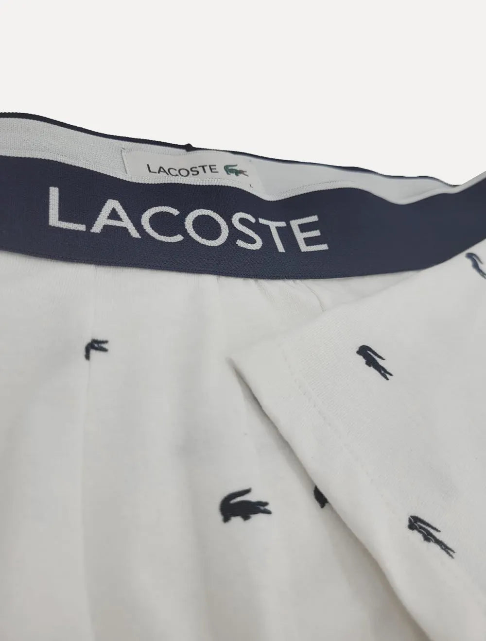 Cueca Lacoste Trunk Boxer Jersey Croco Print Branca Vermelha Cinza Pack 3UN