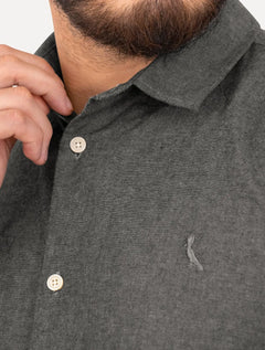 Camisa Reserva Masculina Manga Curta Oxford Color Preto Mescla