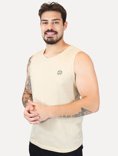 Regata King & Joe Masculina Logomania Circle Script Peito Areia