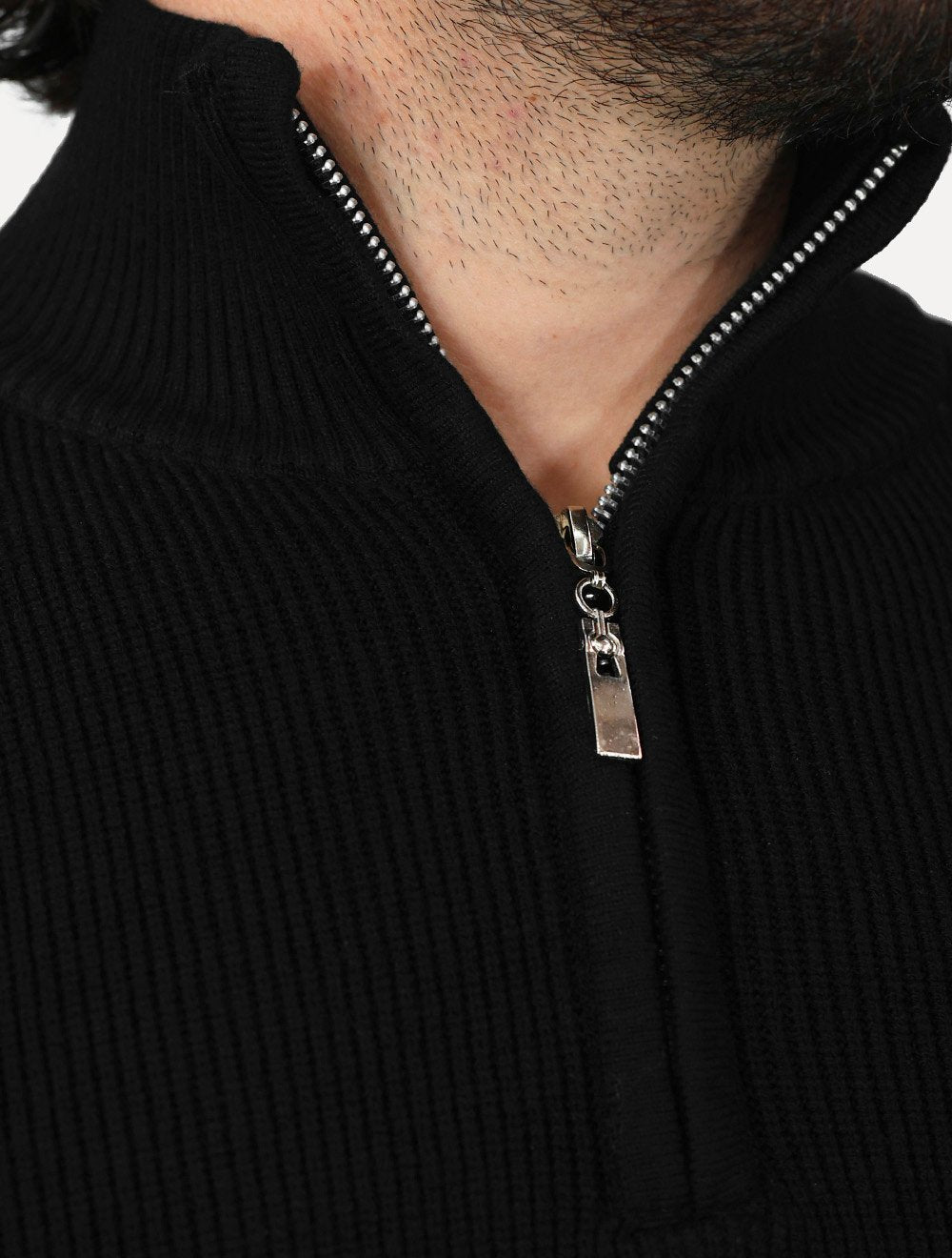 Suéter Dixen Masculino Tricot Half-Zip Gola Alta Preto