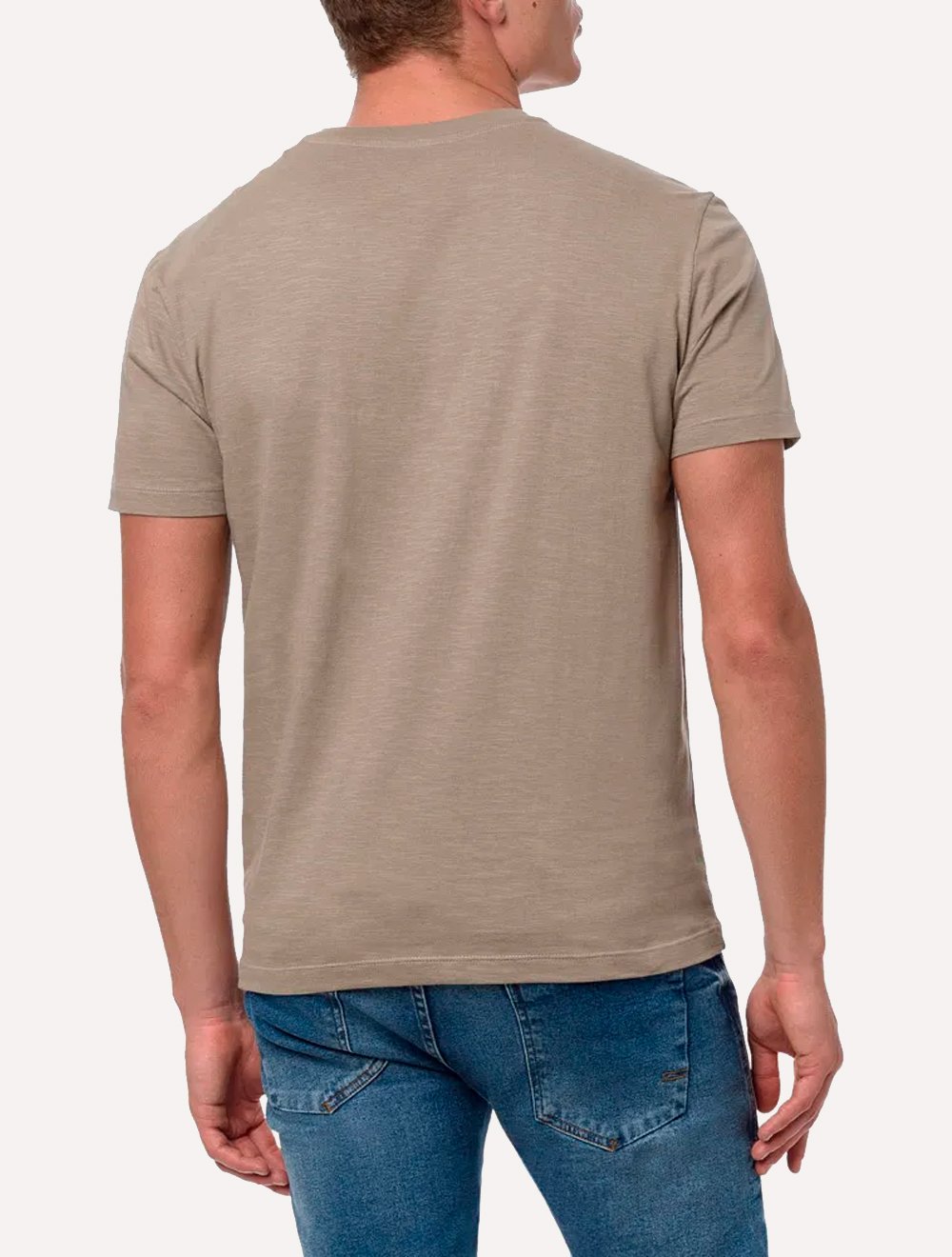Camiseta Calvin Klein Masculina Flame New Logo Cáqui Mescla Claro