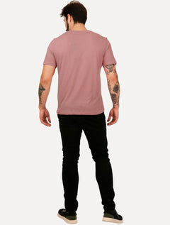 Camiseta VR Masculina Regular Linen Basica Rosa Mescla