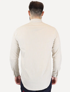 Camisa Tommy Hilfiger Masculina Xadrez Gingham Branca/Cáqui