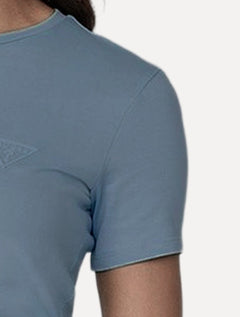 Camiseta Guess Feminina Chest Rubber Logo Azul Médio