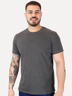 Camiseta Guess Masculina Rubber Est.1981 Stoned Chumbo