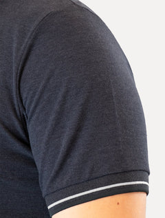 Polo Guess Masculina Piquet Frisos Triangulo Bordado Marinho Mescla