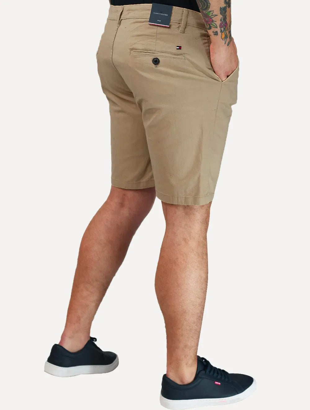 Bermuda Tommy Hilfiger Masculina de Sarja Stretch Caqui Médio