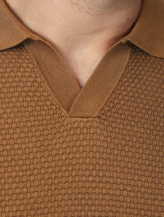 Camiseta Dixen Masculina Tricot Manga Longa Jacquard Seamless Marrom