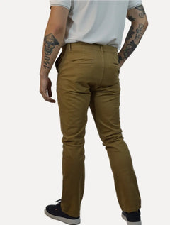 Calça Aramis Masculina Chino Sarja Classica Button Cáqui Médio