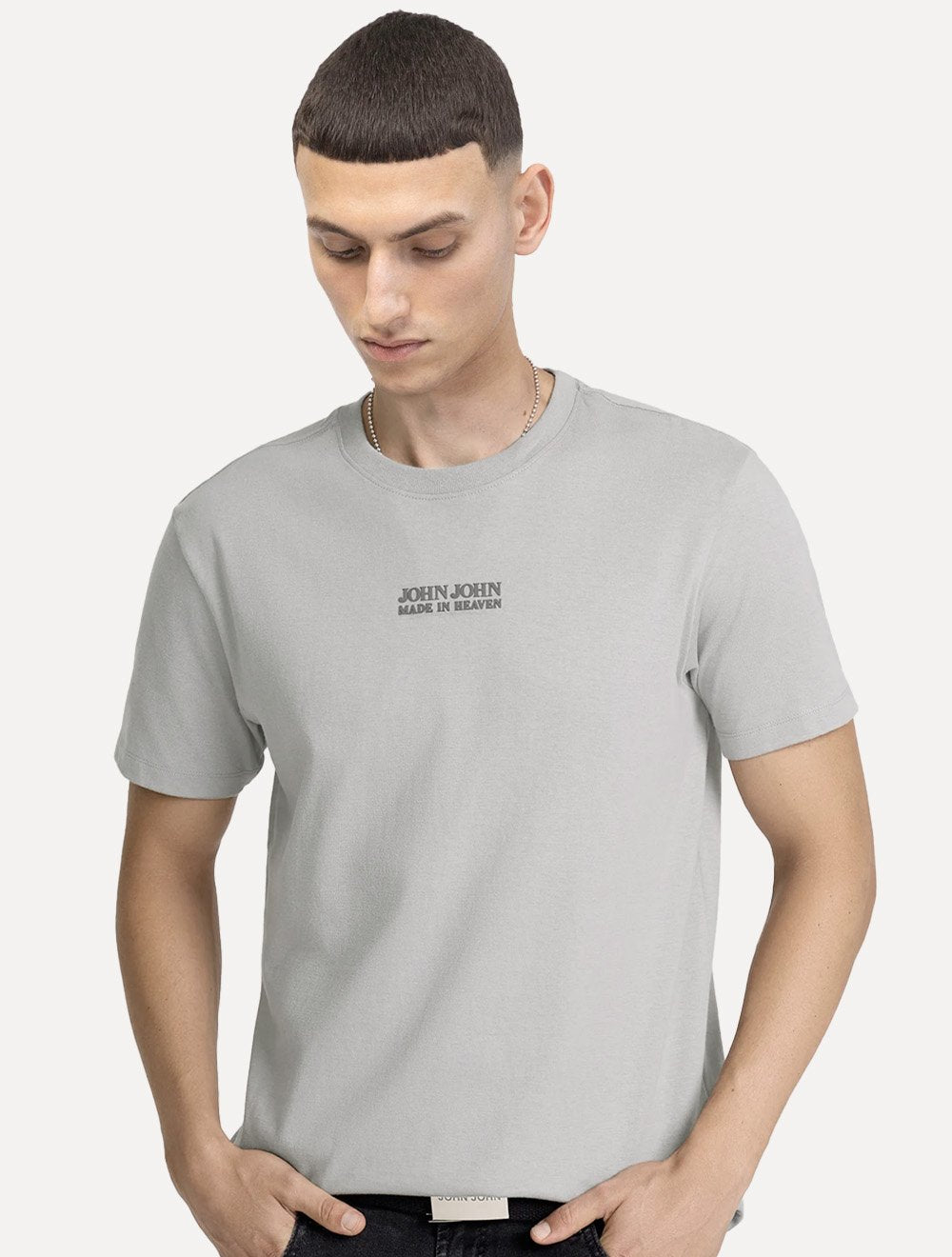 Camiseta John John Masculina Regular Fit Brand Relief Cinza Claro 