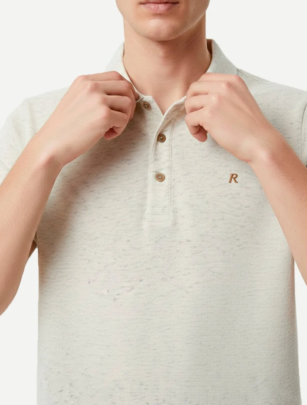 Polo Replay Masculina Malha Brown Icon Off White