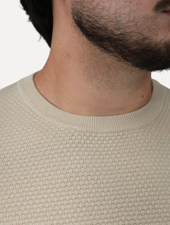 Suéter Dixen Masculina Tricot Manga Longa Frente Texturizada Areia