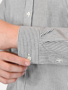 Camisa Tommy Hilfiger Masculina Regular Striped Poplin Preta