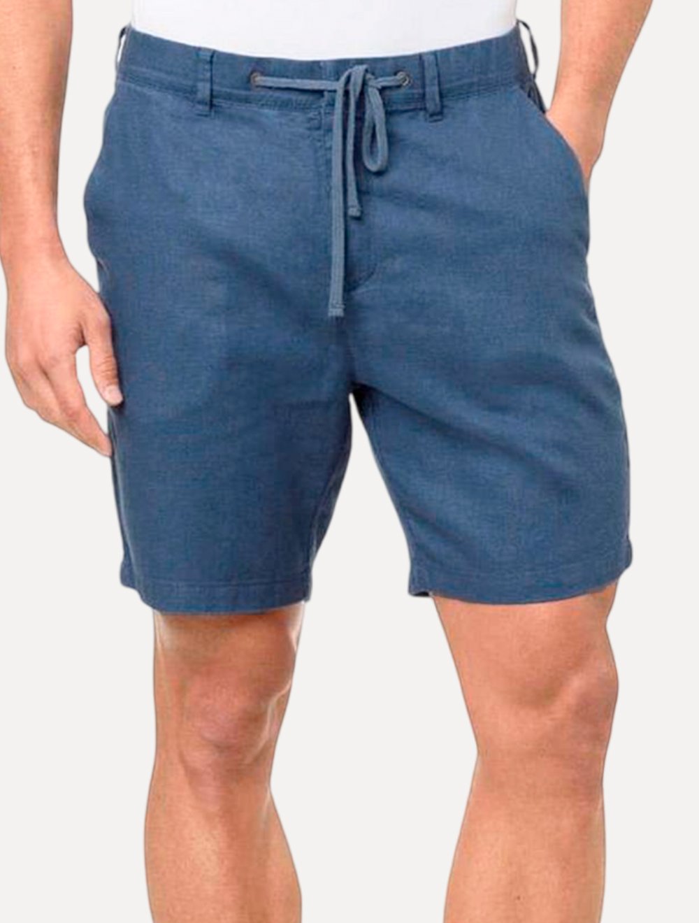 Bermuda Calvin Klein Jeans Masculina Cadarço Linen RE Issue Azul Escuro