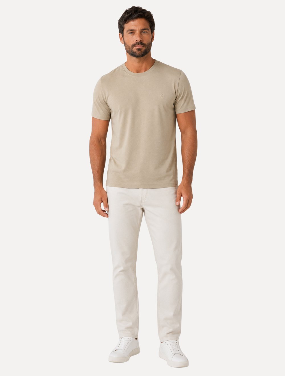 Camiseta Dudalina Masculina Essentials Modal Logo Areia
