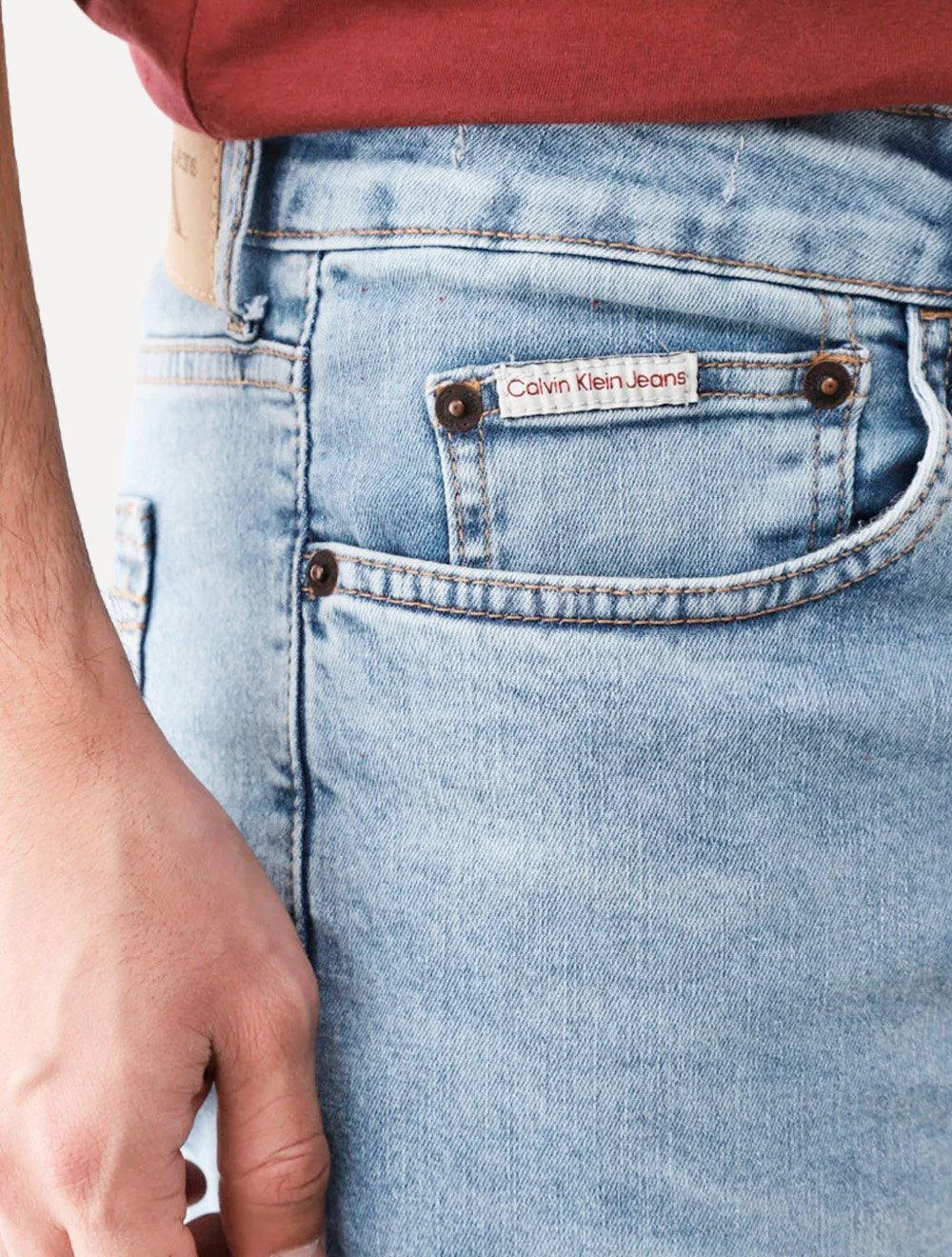 Calça Jeans Calvin Klein Slim 5 Pockets Azul Claro