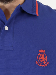Polo Tommy Hilfiger Masculina Regular Holiday Crest Azul Royal
