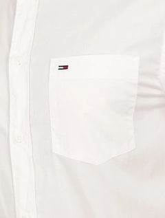Camisa Tommy Jeans Masculina Regular Manga Curta Solid Poplin Branca