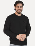 Moletom Tommy Hilfiger Masculino Crewneck Essential Terry Preto