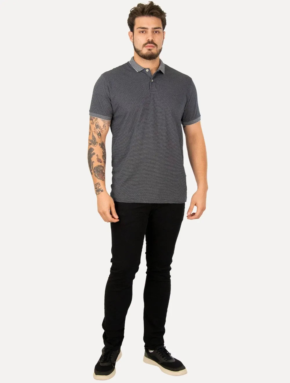 Polo Aramis Masculina Piquet Maquinetada Vegas Azul Marinho