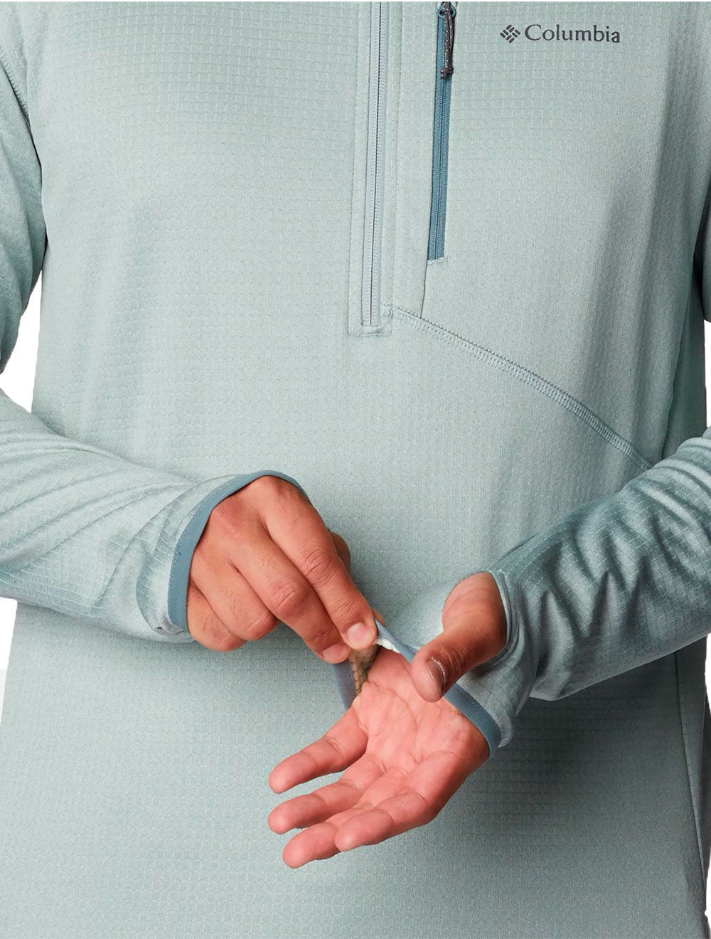 Jaqueta Columbia Masculina Fleece Park View Half Zip Verde Claro