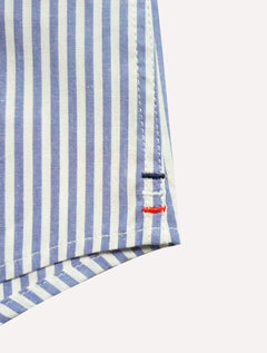 Camisa Tommy Hilfiger Masculina Manga Curta Regular Listrada Oxford Azul Médio