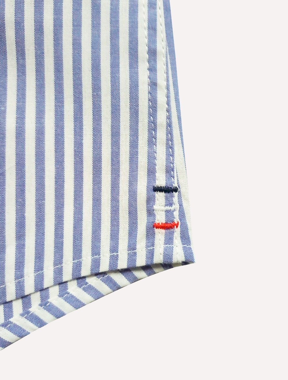 Camisa Tommy Hilfiger Masculina Manga Curta Regular Listrada Oxford Azul Médio