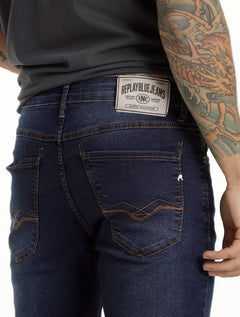 Calça Replay Jeans Masculina Tinmar Skinny Stoned Blue Azul Médio