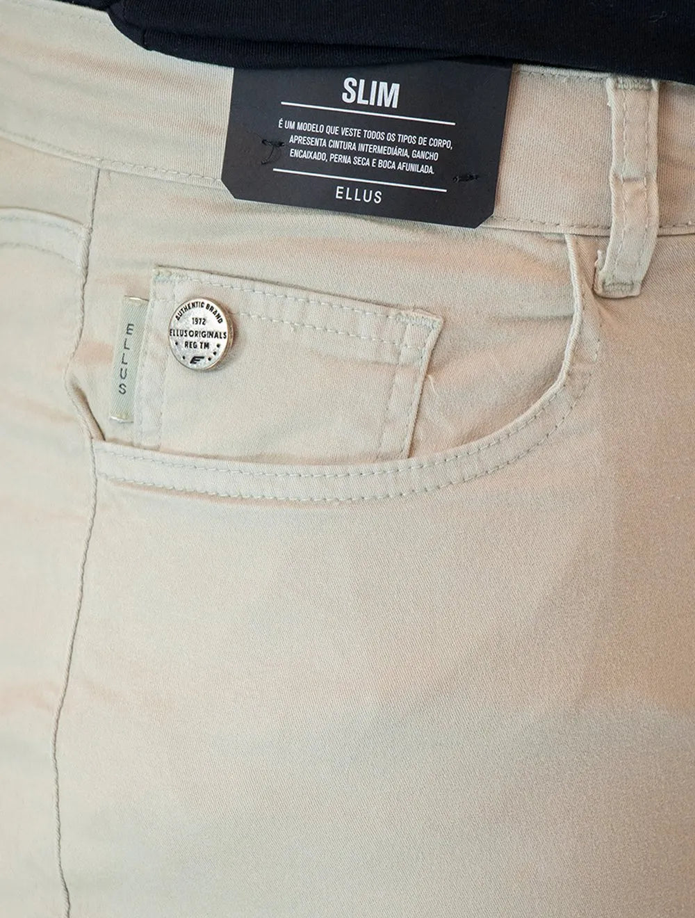 Calça Ellus Sarja Color Twill Slim Cinza Claro