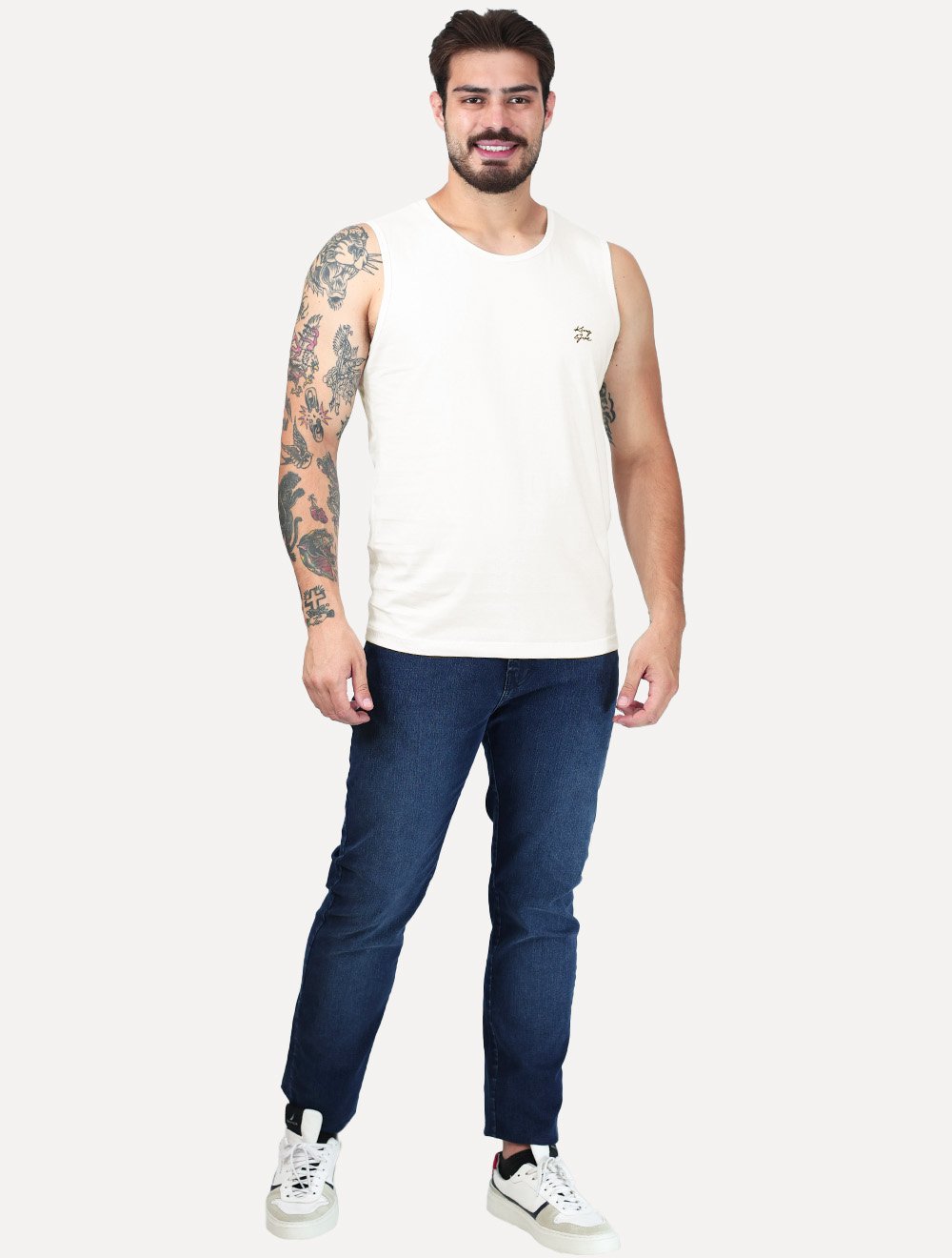 Regata King & Joe Masculina Logomania Malha Signature Off White