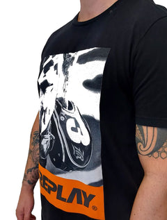 Camiseta Replay Masculina Helmet Silk Preta