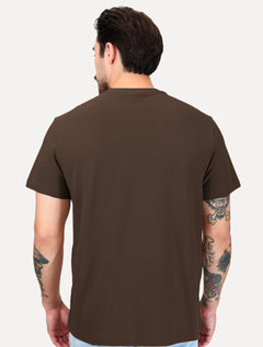 Camiseta Calvin Klein Masculina Piquet Rubber Patch Mono Logo Marrom