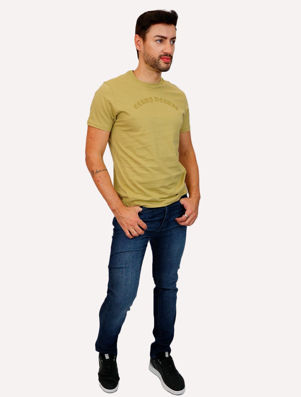 Camiseta Ellus Masculina Cotton Fine Deluxe Gothic Classic Mostarda