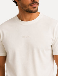 Camiseta Dudalina Masculina Regular Relevo Off White
