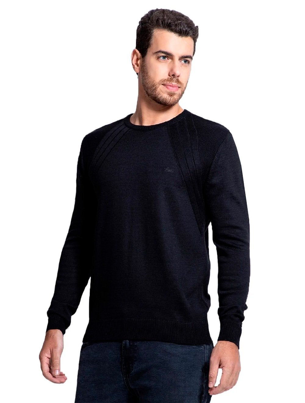 Suéter Guess Masculino Tricot Pullover Shoulder Preto