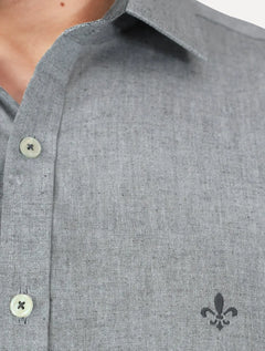 Camisa Dudalina Masculina Slim Fit Superfine Cotton Cinza Escuro Mescla