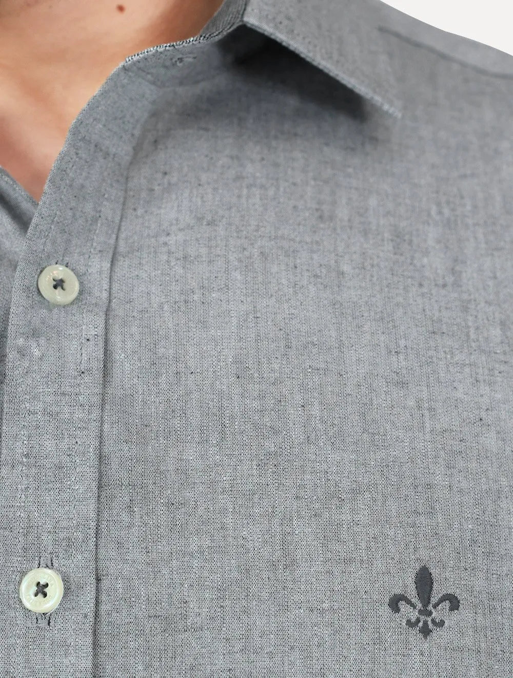 Camisa Dudalina Masculina Slim Fit Superfine Cotton Cinza Escuro Mescla