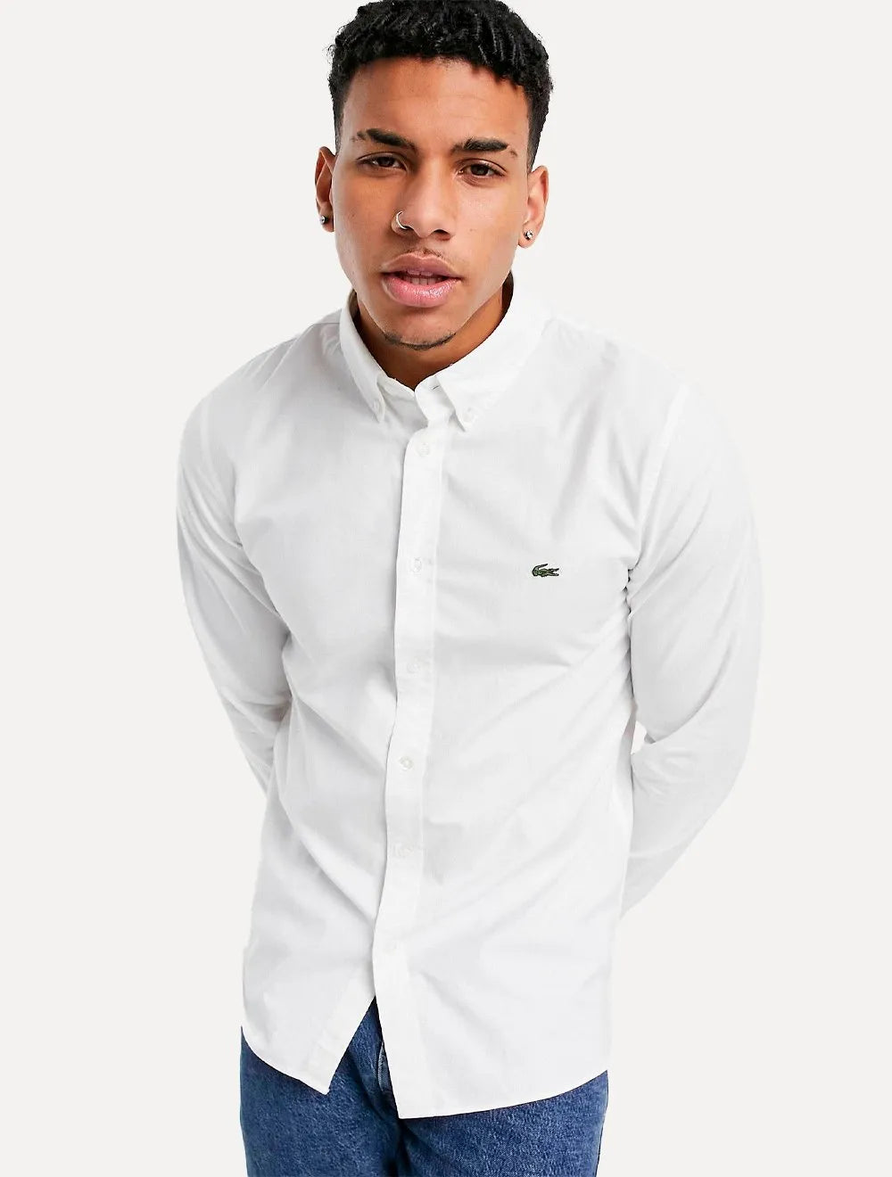 Camisa Lacoste Masculina Regular Pinpoint Cotton Oxford Branca
