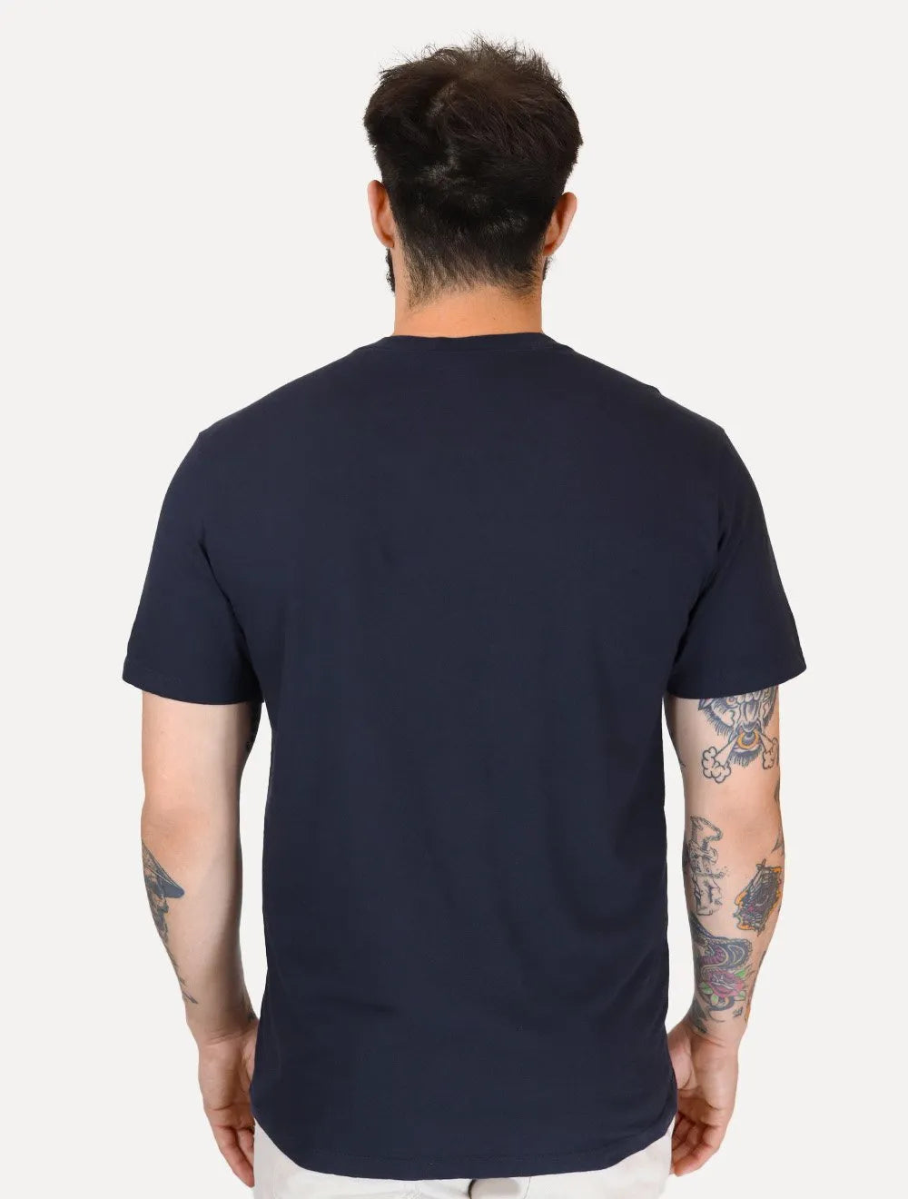 Camiseta Tommy Jeans Masculina Core Linear Stripe Logo Azul Marinho