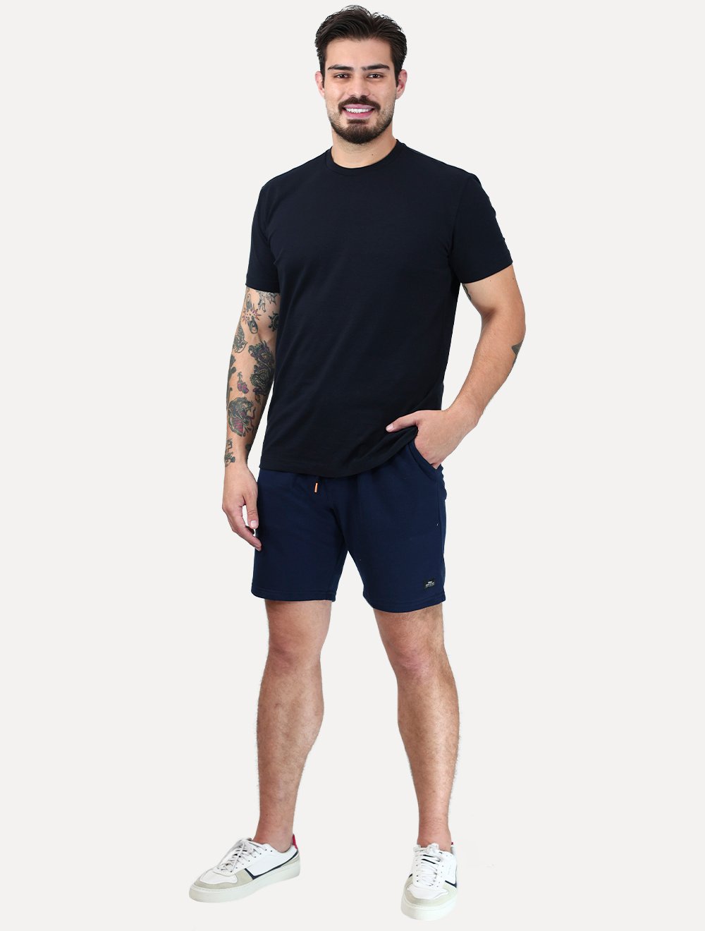 Bermuda King & Joe Masculina Moletom Comfort Logo Azul Marinho
