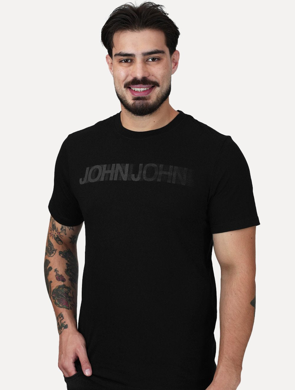 Camiseta John John Masculina Regular Fit Blurred Preta